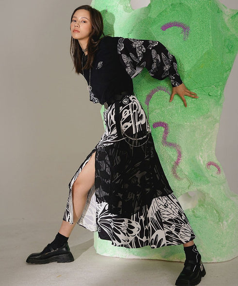 Butterfly Layered Mesh Skirt